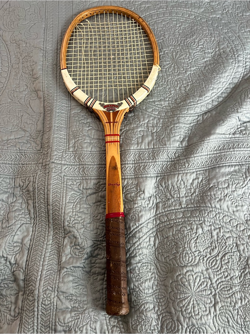 Vintage Wooden Wall Decor Tennis Racket - Natural Wood and Brown